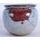 AN EARLY CHINESE JUNYAO STONEWARE POTTERY CENSER Ming, with purple splash decoration. 14 cm x 14 cm