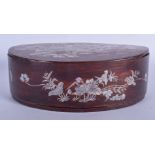 A 19TH CENTURY CHINESE HONGMU MOTHER OF PEARL BOX AND COVER Late Qing. 23 cm x 15 cm.