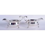 A PAIR OF GEORGE II SILVER SAUCEBOATS. London 1741/2. 15.8 oz. 16.5 cm wide.