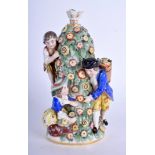 A 19TH CENTURY FRENCH SAMSONS OF PARIS SCENT BOTTLE AND STOPPER after the Meissen originals. 13.5 c