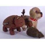 A TRIANG CLOCKWORK TINPLATE TOY BEAR, together with a dog with wagging tail and clockwork mouse. (3