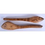 TWO TRIBAL ABORIGINAL AUSTRALIAN CLUBS acquired pre 1920. 47 cm long. (2)