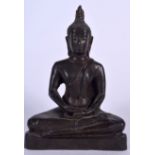 A 19TH CENTURY BRONZE BUDDHA IN THE FORM OF SHAKYAMUNI, modelled seated in a meditative state. 17 c