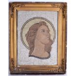 A RARE 18TH/19TH CENTURY ITALIAN MICRO MOSAIC PANEL OF A SAINT modelled within a giltwood frame. Mo