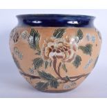 A LATE VICTORIAN DOULTON LAMBETH STONEWARE JARDINIERE. 21 cm x 18 cm.