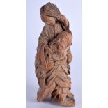 A FINE RARE EARLY 18TH CENTURY CHINESE CARVED BAMBOO FIGURE Kangxi/Yongzheng, formed with a female