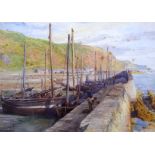 W NEVILLE DENBY (exh1890-1926) FRAMED WATERCOLOUR, signed, British coastal landscape. 24.5 cm x 34.