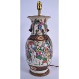 A LARGE 19TH CENTURY CHINESE CRACKLE GLAZED VASE converted to a lamp. Vase 35 cm high.