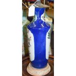 A 19TH CENTURY CHINESE POWDER BLUE ROULEAU VASE Kangxi style, converted to a lamp. Porcelain 30 cm