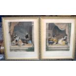 A PAIR OF HAND COLOURED FRENCH ENGRAVINGS, “Les Femmes Savantes”, together with another similar. 3