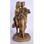 A FRENCH ART NOUVEAU GILT BRONZE FIGURE OF TWO FEMALES by Francois Raoul Larche (1860-1912). 24 cm