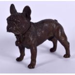 A BRONZE FIGURE OF A DOG, modelled standing. 8 cm wide.