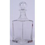 A GOOD ST LOUIS GLASS DECANTER, rectangular cut with sloped shoulders, signed. 25 cm high.