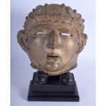 AN ANTIQUE TERRACOTTA GRAND TOUR MASK OF A ROMAN MALE Antiquity style, decorated with figures and b
