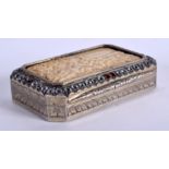 AN EARLY 19TH CENTURY CONTINENTAL SILVER GILT JEWELLED SNUFF BOX decorated with classical scenes. 7