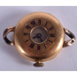 AN ANTIQUE 18CT GOLD HALF HUNTER FOB WATCH. 26.5 grams overall. 3.75 cm wide.