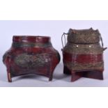 TWO MID 20TH CENTURY CHINESE LACQUER MARRIAGE BASKETS, varying design. Largest 23 cm wide. (2)
