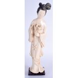 A LARGE 19TH CENTURY CHINESE CARVED IVORY FIGURE OF A FEMALE Qing. 670 grams. Ivory 28 cm high.