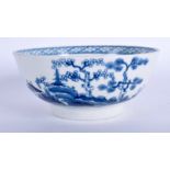 A 18TH CENTURY WORCESTER BOWL with the Cannonball pattern in blue, large Workman’s mark. 12.5 cm wi