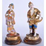 A PAIR OF JAPANESE TAISHO PERIOD SATSUMA FIGURES. 15 cm high.