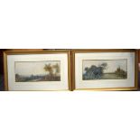 FRED HINES (fl 1875-1897) FRAMED PAIR WATERCOLOUR, signed, sheep in a landscape, together with anot