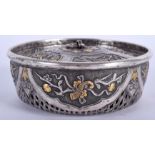 A RARE 18TH/19TH CENTURY CHINESE TIBETAN SILVER CENSER AND COVER decorated with foliage. 117 grams.