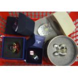 A GROUP OF BOXED SWAROVSKI FIGURINES OF VARYING FORM, including a owl. (qty)