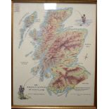 A FRAMED SALMON RIVERS OF SCOTLAND MAP BY NIGEL HOULDSWORTH, bearing Christie's label. 59 cm x 46.5