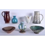 A GROUP OF STUDIO POTTERY including a chamber stick etc. (7)