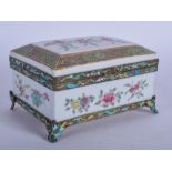 AN EARLY 20TH CENTURY CHINESE FAMILLE ROSE PORCELAIN CASKET Guangxu/Republic. 12 cm x 7 cm.