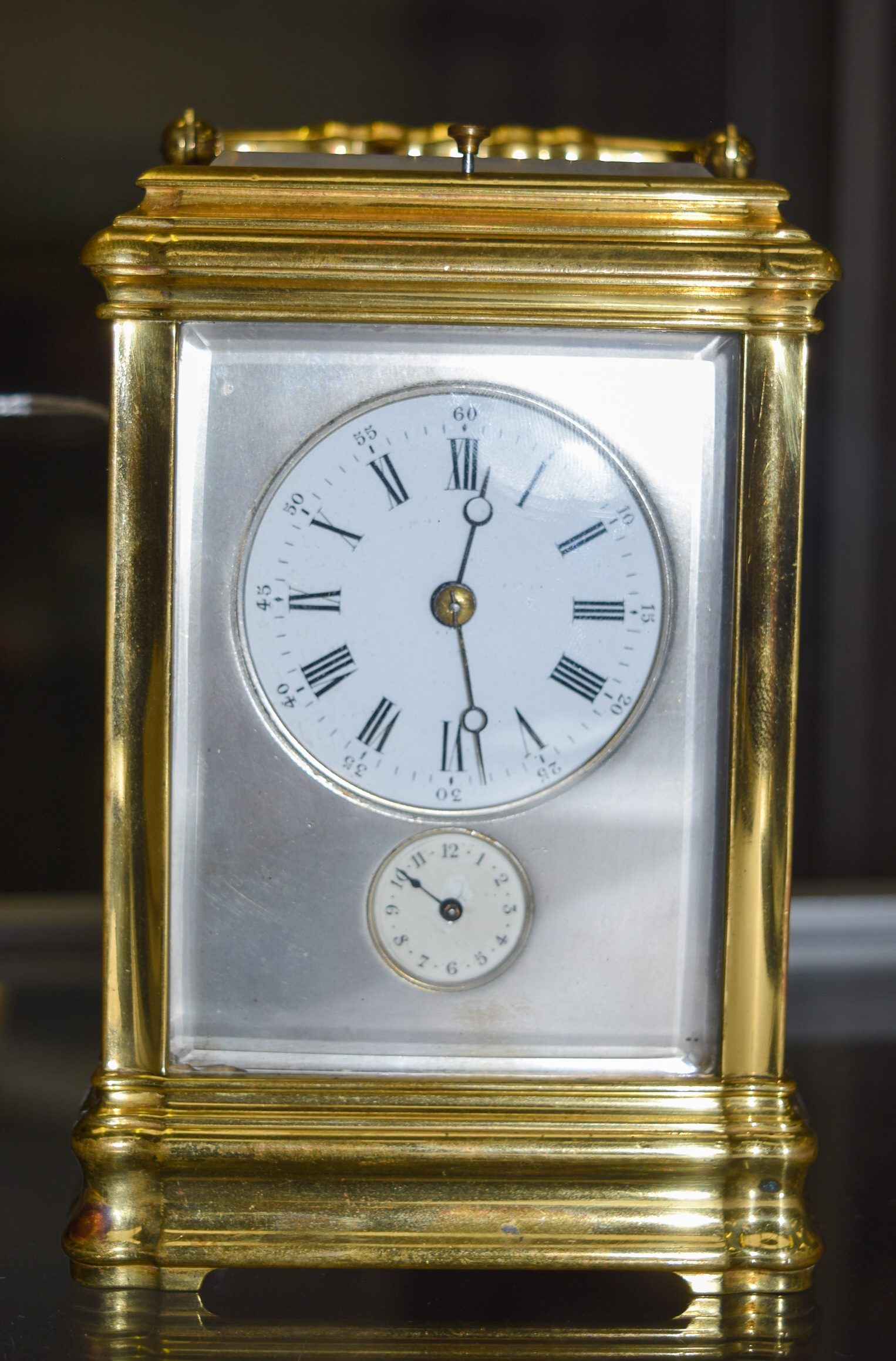 A GOOD ANTIQUE FRENCH GRAND SONNERIE CARRIAGE CLOCK. 19 cm high inc handle. - Bild 6 aus 14