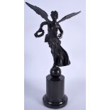 A 19TH CENTURY CONTINENTAL GRAND TOUR BRONZE OF VICTORY After The Antique, upon a carved serpentine
