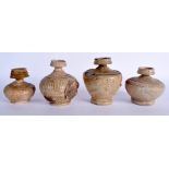 FOUR 16TH/17TH CENTURY CONTINENTAL STONEWARE POTTERY VASES. (4)