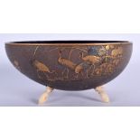 A 19TH CENTURY JAPANESE MEIJI PERIOD GOLD LACQUER EGG decorated with birds within landscapes. 13 cm