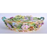 A MID 19TH CENTURY TWIN HANDLED PORCELAIN BOWL AND COVER Meissen style. 30 cm wide.