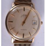 A VINTAGE 9CT GOLD WRISTWATCH with 9 ct gold strap. 50.9 grams overall. 3.25 cm diameter.