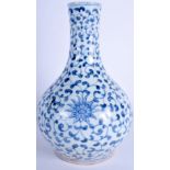 AN 18TH CENTURY CHINESE KOREAN BLUE AND WHITE VASE painted with foliage. 26 cm high.