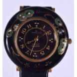 A RAYMOND DIOR 18CT GOLD PLATED RAYMOND DIOR SWISS QUARTZ ENAMEL WRIST WATCH. DIAL 4 cm.