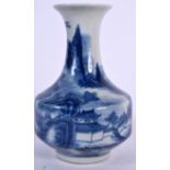 A 20TH CENTURY CHINESE BLUE AND WHITE PORCELAIN VASE, decorated with landscape scenery. 21.5 cm hig