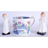 TWO ROYAL DOULTON FIGURES together with a Staffordshire Mug. (3)