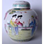 AN EARLY 20TH CENTURY CHINESE FAMILLE ROSE GINGER JAR AND COVER Guangxu. 20 cm high.