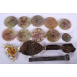 NINE HARDSTONE CARVINGS, together with a brooch etc. (qty)