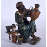 A 19TH CENTURY AUSTRIAN COLD PAINTED BRONZE FIGURE OF MALE modelled painting pots. 16 cm x 12 cm.