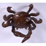 A JAPANESE BRONZE OKIMONO IN THE FORM A CRAB, signed. 6 cm wide.