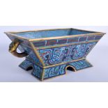 A 1920S CHINESE CLOISONNE ENAMEL TWIN HANDLED CENSER Late Qing/Republic. 30 cm x 11 cm.