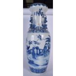 A LARGE 20TH CENTURY CHINESE BLUE AND WHITE PORCELAIN VASE, painted with figures in a landscape. 64