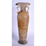 A CONTINENTAL ANTIQUITY STYLE ROMANESQUE GLASS VASE. 25 cm high.