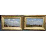 M MAOUS (19th century) FRAMED PAIR OIL ON PANEL, Normandy coastal landscape, together with another
