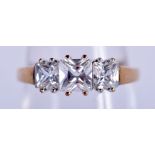 A 9CT GOLD CZ THREE STONE RING. 2.3 grams. N.