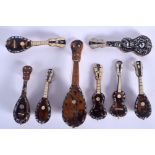 EIGHT ANTIQUE CARVED TORTOISESHELL INSTRUMENTS. Largest 14 cm long. (8)